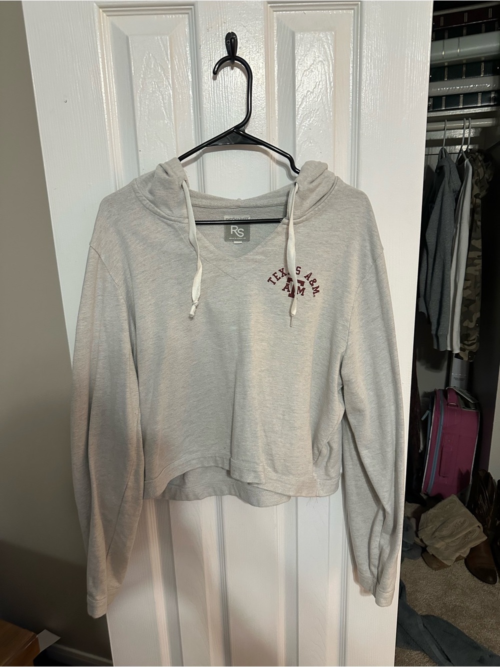 Light Gray Texas A&M Cropped Hoodie Jacket